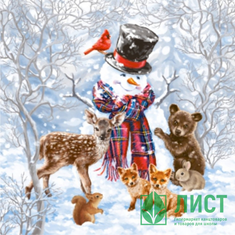 Салфетки бумажные 33*33см 3 слоя 20шт/уп. Bouquet "Лесные друзья" арт.25096