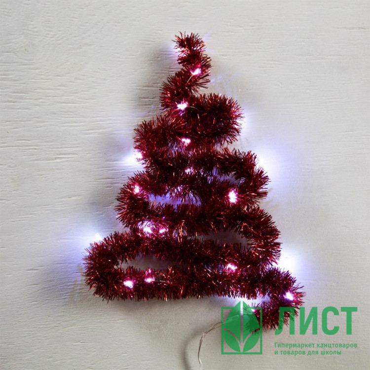 Мишура с гирляндой "Роса" 03*100см 22LED IP20 цв.красный свет белый арт.6031449