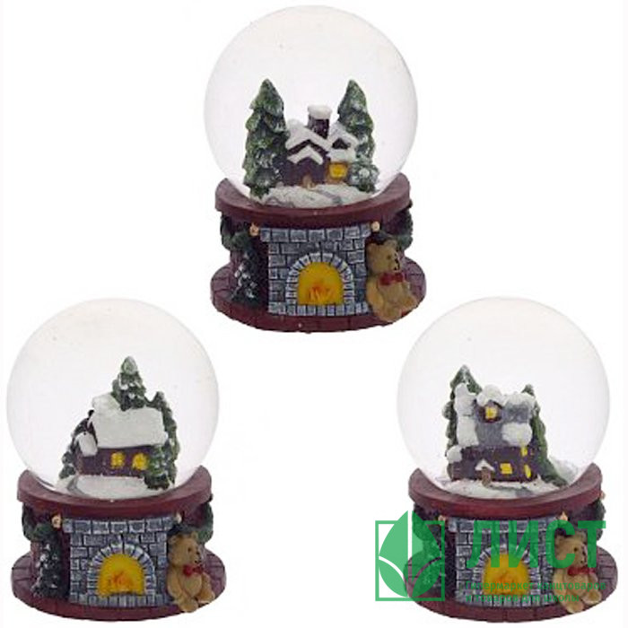 Статуэтка декоративная в стеклянном шаре "Домик" 06,3см асс. арт.755914