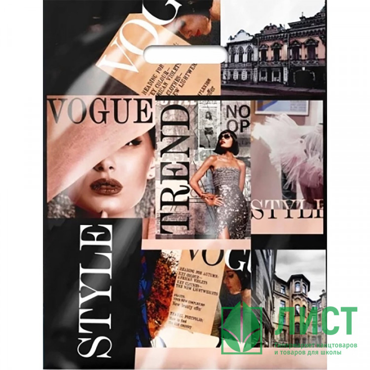 Пакет ПВД прорезная ручка 31*40 60мкм Тренд