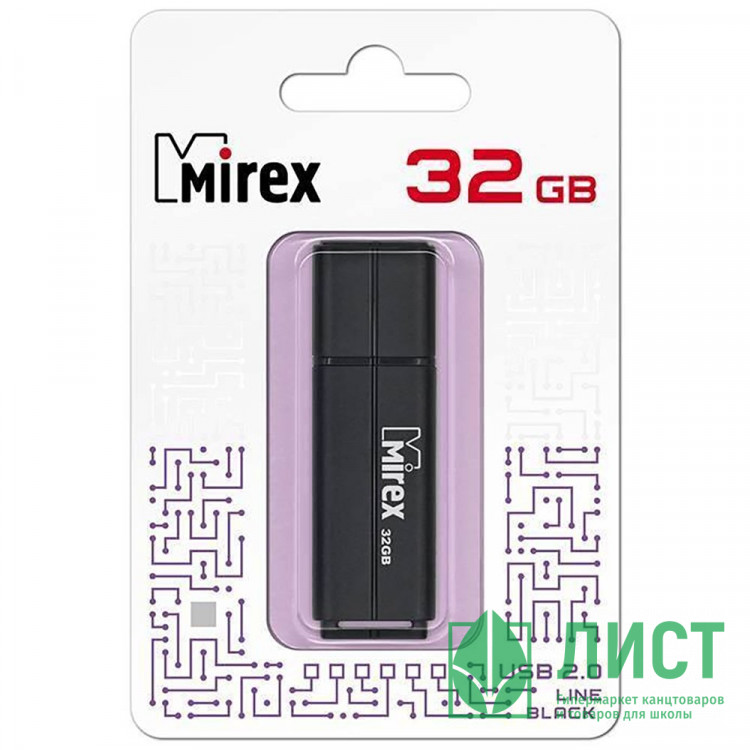 Флеш диск 32GB USB 2.0 Mirex Line, черный