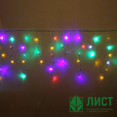Гирлянда электрическая уличная занавес Бахрома 5*0,4/0,6м 180LED &quot;Мерцание&quot; цвет мульти (светлый провод) арт.183-272 Гирлянда электрическая уличная занавес Бахрома 5*0,4/0,6м 180LED "Мерцание" цвет мульти (светлый провод) арт.183-272