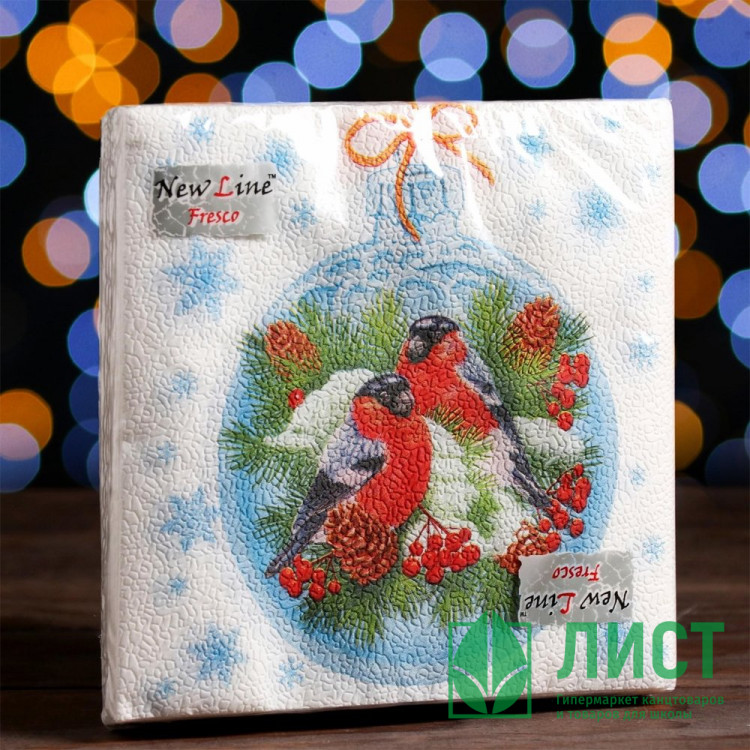 Салфетки бумажные 33*33см 1 слой 20шт/уп. "Зимние птички" арт.7184381