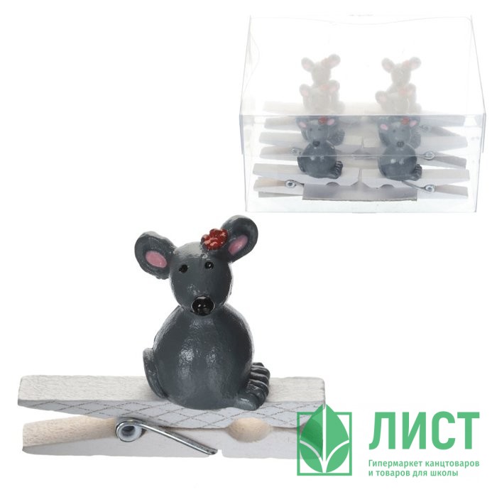 Украшение декор.прищепка "Мыши" 02см 08шт/наб. арт.741554