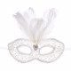 Маска карнавальная на глаза пластик/перья "Снежная королева" цв.белый арт.771-139