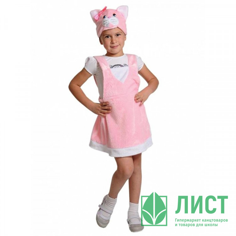 Костюм для девочки Кошечка розовая (сарафан, маска) р.32/122 плюш арт.3007