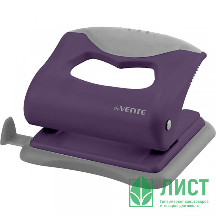 Дырокол (10л) deVENTE пластиковый с каучуковой вставкой, с линейкой Marandy лавандовый арт.4020205 (Ст.)
