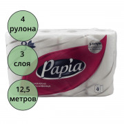 Полотенце бумажное 3-слоя 4 рулона в упаковке Papia