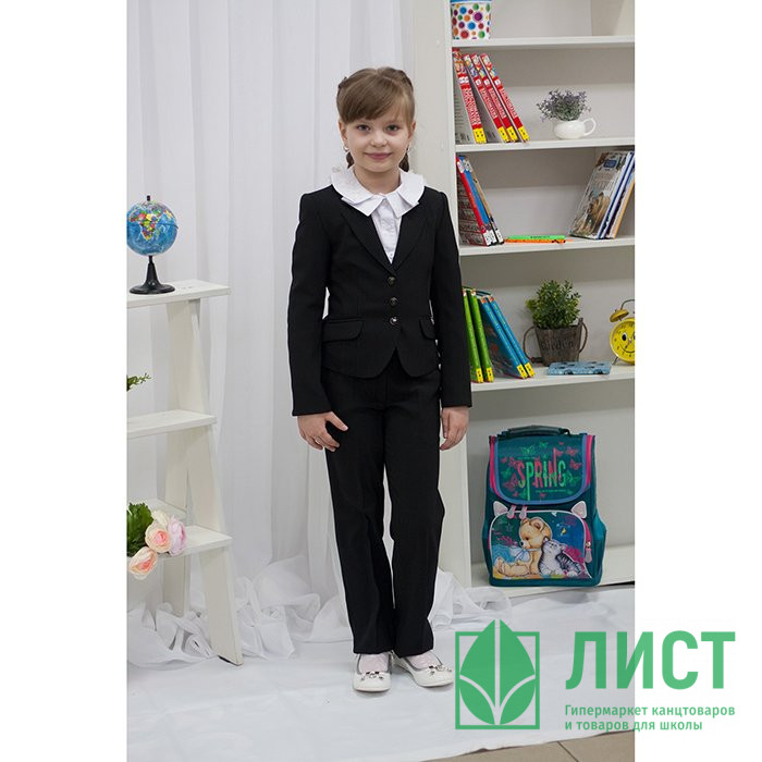 Жакет для девочки (ГЕРМИОНА) ткань 15 арт.2015-15 размер 30/128 цвет черный/полоса