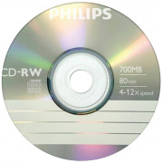 Диск CD-RW Philips 700 Mb, 12х, Cake Box (100) ШТУКА