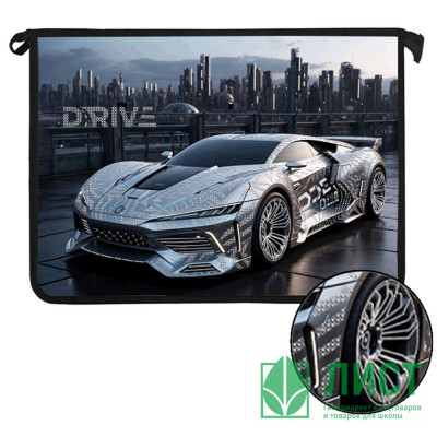 Папка школьная для тетрадей А4 на молнии (Оникс) Silver auto дизайн с двух сторон фольга арт.ПТ-83-12 Папка школьная для тетрадей А4 на молнии (Оникс) Silver auto дизайн с двух сторон фольга арт.ПТ-83-12