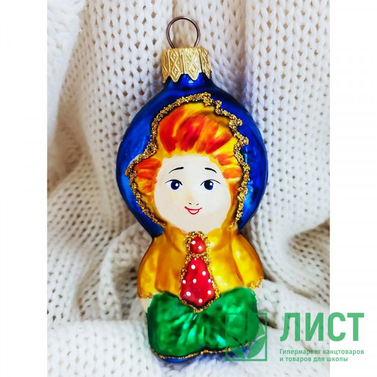 Украшение на ёлку стекло 09см "Незнайка" п/у арт.ФУ-562