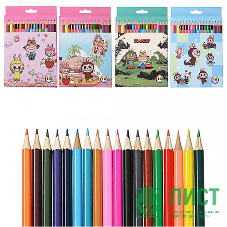 Карандаши цветные (Mazari) Зубастик 18 цветов 2,5мм шестигранные арт.M-7124-18