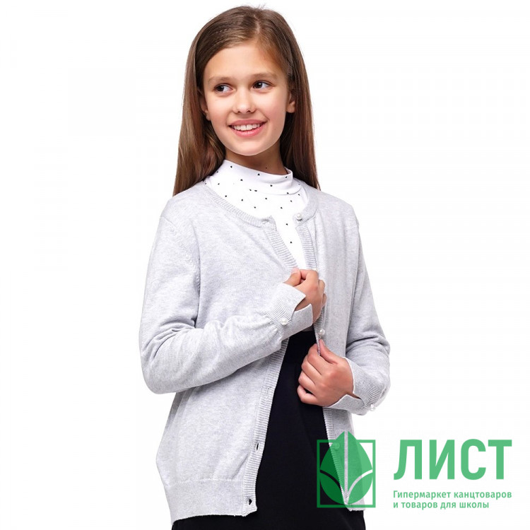 Кардиган для девочки (CLE) артикул 903240х размерный ряд 32/128-40/152 цвет меланж светло-серый