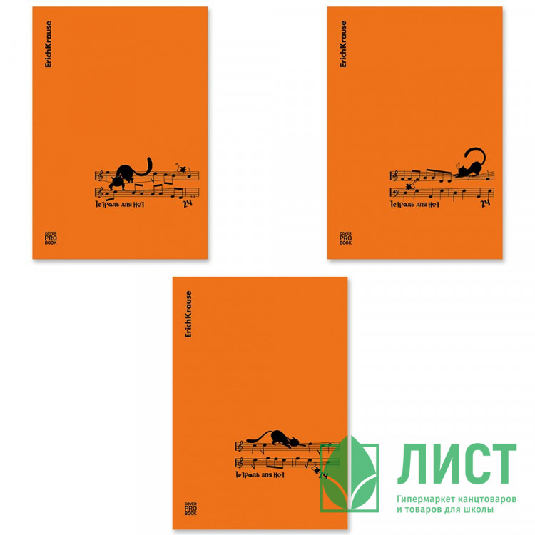 Тетрадь для нот А4 24 листа скоба (ErichKrause) CoverProBook Сat Waltz пластиковая обложка оранжевый арт.63661
