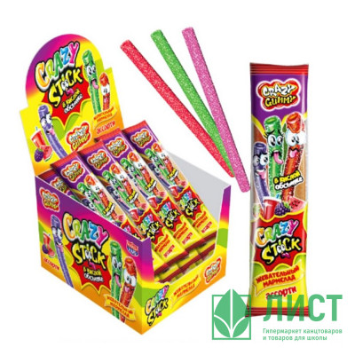 Жевательный мармелад Crazy Gummy Crazy Stick 20гр Ассорти в кислой обсыпке (Ст.24) Жевательный мармелад Crazy Gummy Crazy Stick 20гр Ассорти в кислой обсыпке (Ст.24)