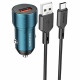 Блок питания автомобильный 1 USB Borofone BZ19A, Wisdom, 18Вт, QC3.0, кабель Type-C, цвет: синий