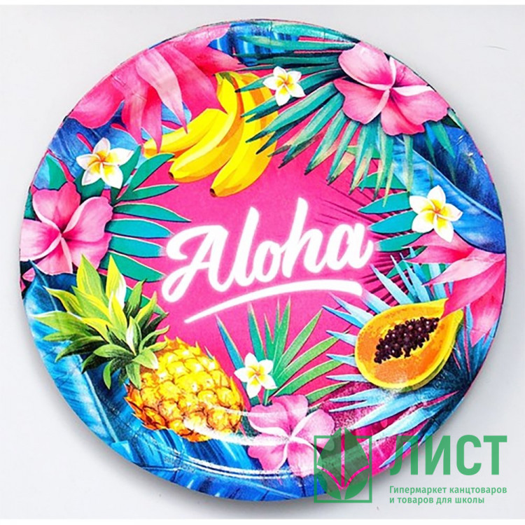 Тарелка бумажная Алоха 6шт/наб D-18см арт.7665080