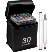 Маркеры для скетчинга двусторонние (deVENTE) Emotion 30 цветов сумка арт 5044103