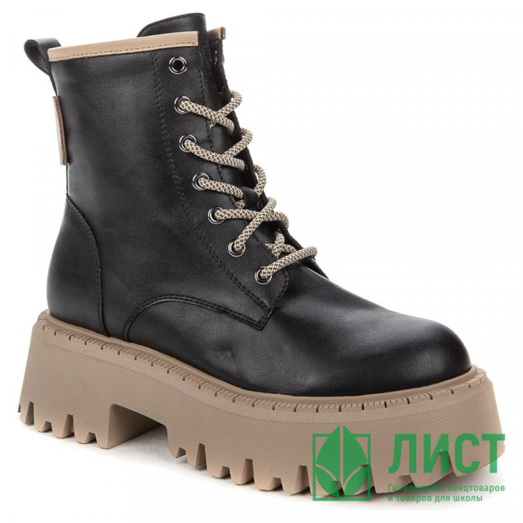 Ботинки для девочки (KEDDO) черный верх-искуственная кожа подкладка - шерсть  артикул 838123/21-02