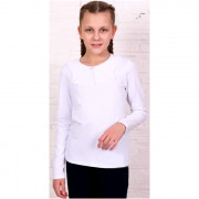 Джемпер для девочки трикотажный (Ликру) длинный рукав цвет белый арт.0220 Аврора размерный ряд 32/128-40/158