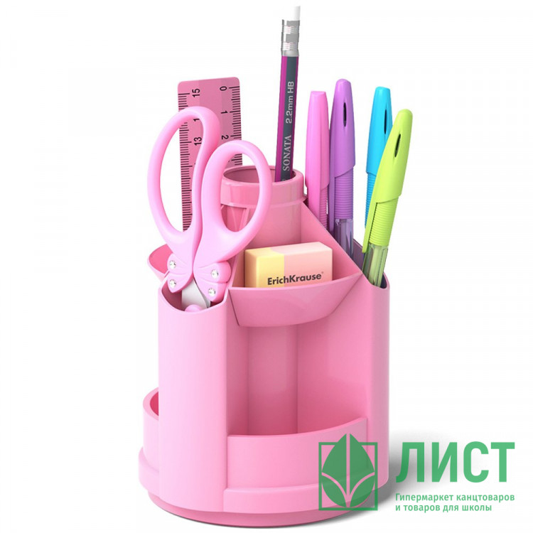 Канцелярский набор 08пр. ErichKrause Mini Desk Pastel, роз., вращ. арт.53231 (Ст.1)