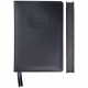 Ежедневник датированный 2026 deVENTE "TOTAL BLACK" A5 (145 ммx205 мм) 336 стр, белая бумага 70 г/м² с черным срезом, печать в 2 краски, твердая обложка из искусственной кожи с поролоном, отстрочка, аппликация rubber patсh, черный форзац, перфорация, закру