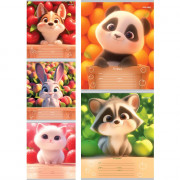 Тетрадь 12 листов косая линия (Prof-Press) Забавные животные цветная мелованная обложка ассорти арт.12-4464