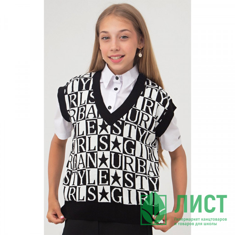 Жилет для девочки (MINI MODA) артикул 202203 цвет черный