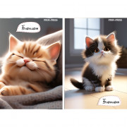 Блокнот А7 мягкая обложка склейка 48 листов (Prof-Press) Котик дома клетка ассорти арт.Б48-4704