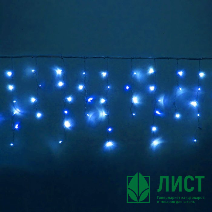 Гирлянда эл.д/улицы подвесная Бахрома 3*0,4/0,6м 100LED (св.провод) цв.синий мерц. арт.183-164