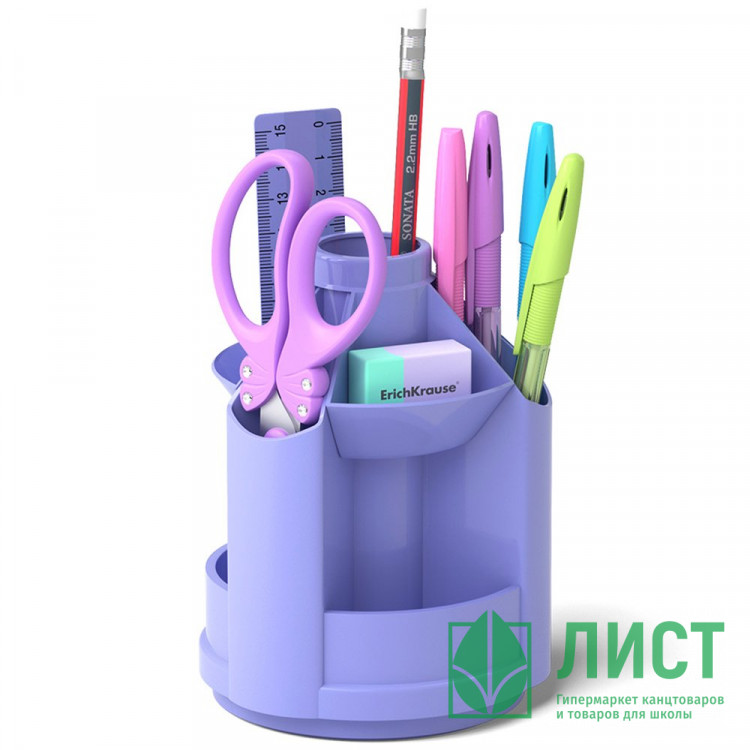 Канцелярский набор 08пр. ErichKrause Mini Desk Pastel, фиол., вращ. арт.53232 (Ст.1)