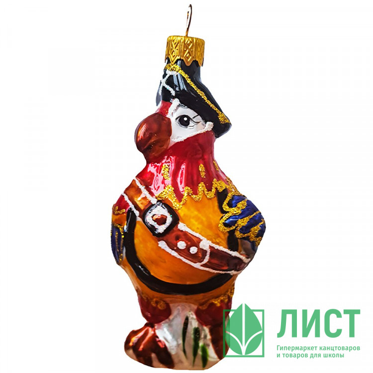 Украшение на ёлку стекло 12см "Пират попугай" п/у арт.ФУ-771