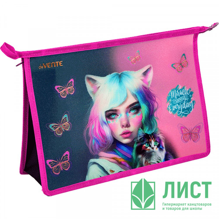 Папка школьная для тетрадей А4 на молнии (deVENTE) Miracle тиснение фольгой арт.8056406