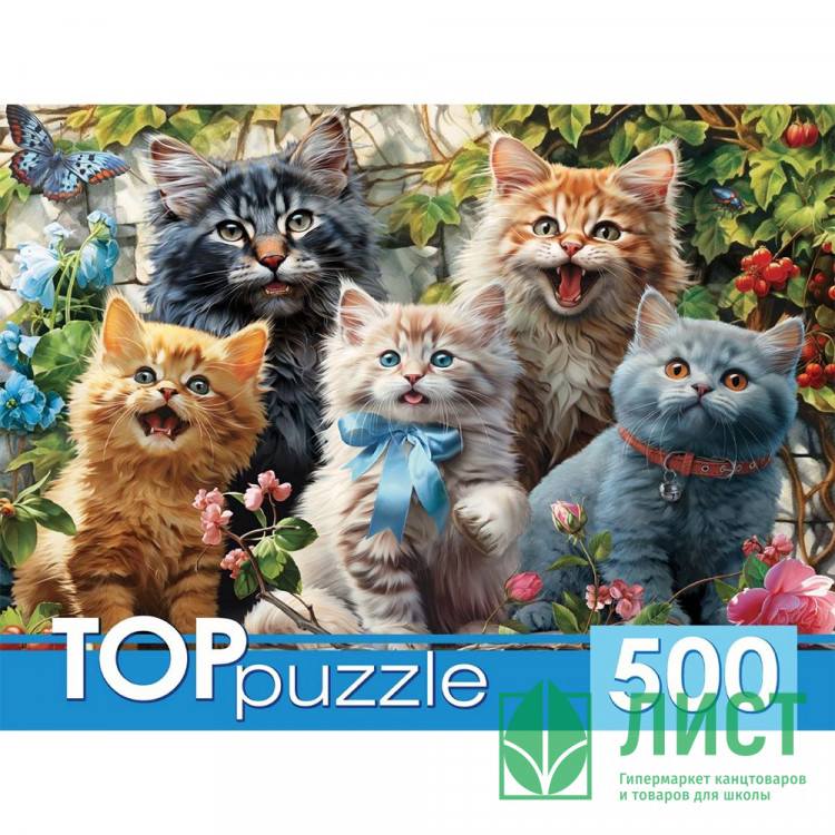 Пазл 500 элементов TOPpuzzle Селфи котят в саду (РК) арт.Ф500-3867