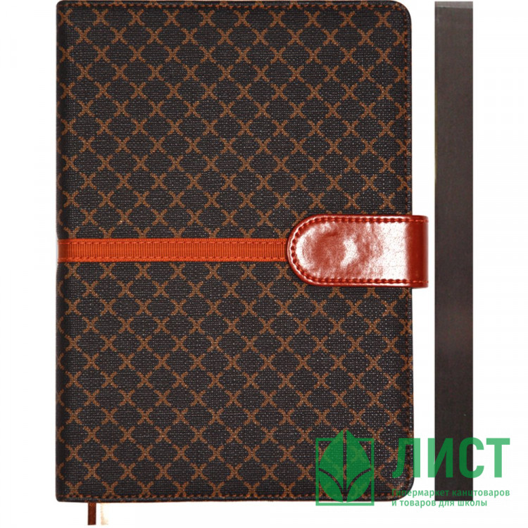 Ежедневник датированный 2026 "deVENTE. Chelsea" A5 (145 ммx205 мм) 336 стр, кремовая бумага 70 г/м² с коричневым срезом, печать в 2 краски, твердая обложка из искусственной кожи с поролоном, магнитная застежка, отстрочка, перфорация, закругленные уголки, 