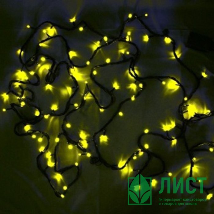 Гирлянда электрическая для дома точечная 7,5м 80LED цвет желтый (зеленый провод) 8режимов арт.183-813