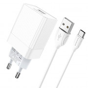 Блок питания сетевой 1 USB Borofone BA47A, Mighty, 3000mA, 18Вт, QC3.0, QC2.0, кабель Type-C, цвет: белый