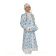 Костюм взрослый Снегурочка лайт МИДИ (халат,шапка,косы,муфта) р.46-48/165 цв.бел/голубой арт.1065-M