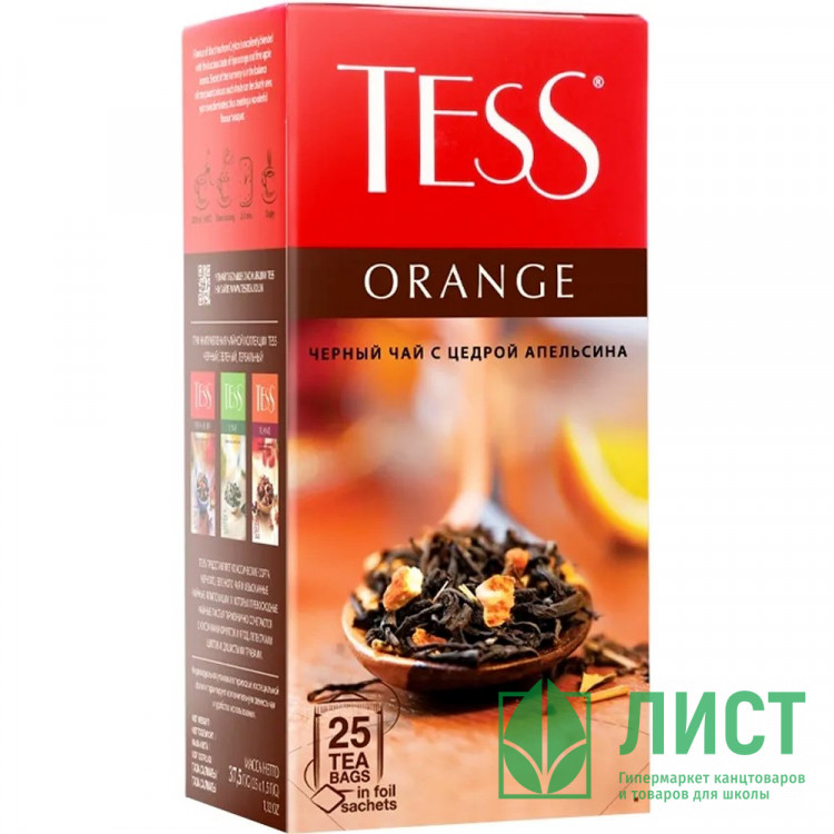 Чай Tess 25пак. "Orange" черный с цедрой апельсина
