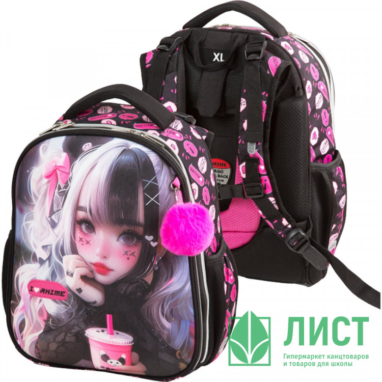 Ранец для девочек школьный (deVENTE) Choice. I Love Anime + брелок 38x28x16см арт.7033535