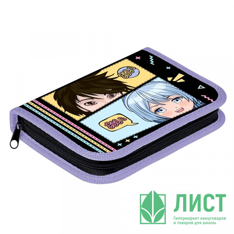 Пенал 1 отделение с откидной планкой (Hatber) АНИМЕ 190х130мм арт.NPn_35038