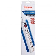 Сетевой фильтр BURO 6 розеток, 3 метра, (600SH-16-3-W), белый