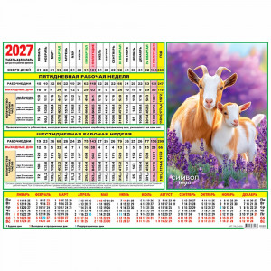 Календарь табель 2027  А4 210*297 Символ года арт.ТК-27-003