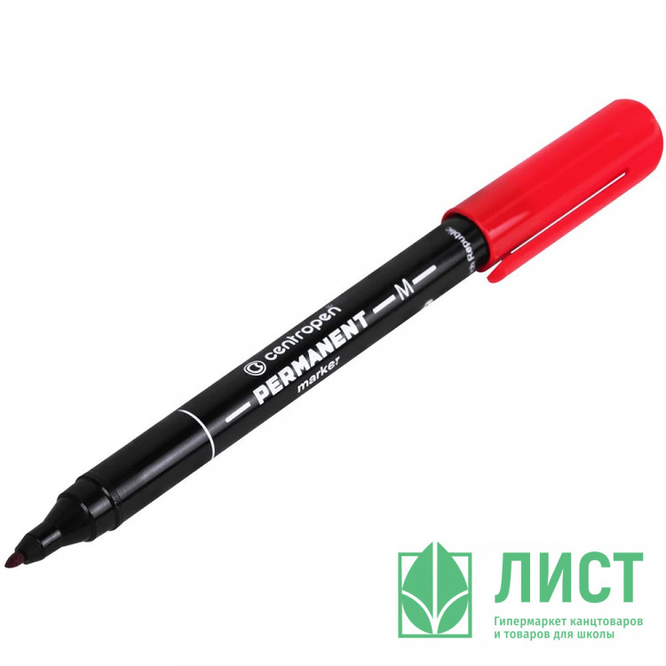 Маркер перманентный CENTROPEN круглый 1мм красный арт.2846/1К