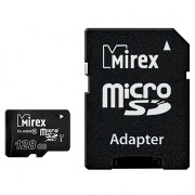 Флеш карта microSD 128GB Mirex microSDXC Class 10 UHS-I (SD адаптер)