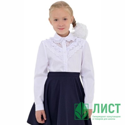 Блузка для девочки (Модники) длинный рукав цвет белый арт.239 размер 30 Блузка для девочки (Модники) длинный рукав цвет белый арт.239 размер 30
