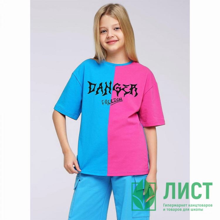 Футболка для девочки арт.CLE 846509/73г_п размер 34/134-42/158 цвет голубой