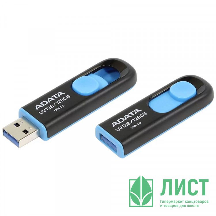 Флеш диск 128GB A-DATA UV128, USB 3.0, черный/синий