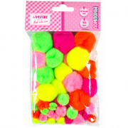 Набор для творчества Помпоны 15мм-10шт,20мм-10шт ,35мм-10шт ,40 мм-10шт (deVENTE) неоновые цвета ассорти арт 8000554